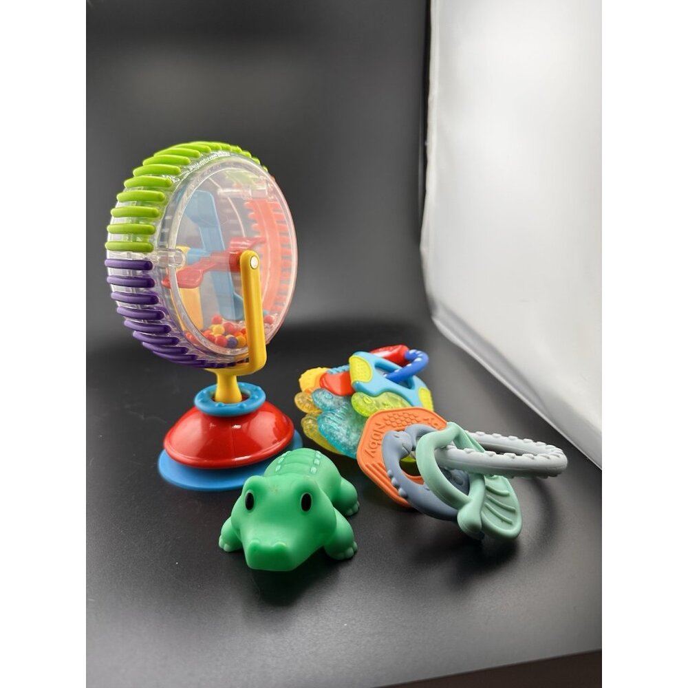 Nuby Ice Gel‎ Teether Keys Dinosaur Spark Create Imagine Spinning Wheel Lot Baby
